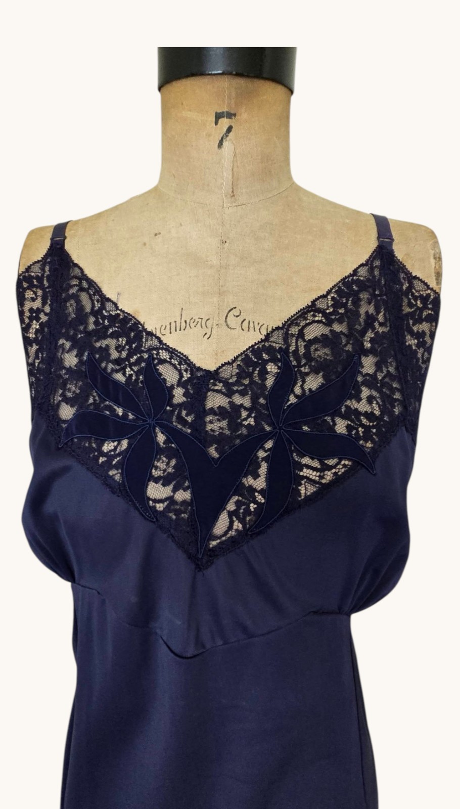 Plus Size Vintage 40s Blue Nylon Slip by Bradley Bust 44 Excellent