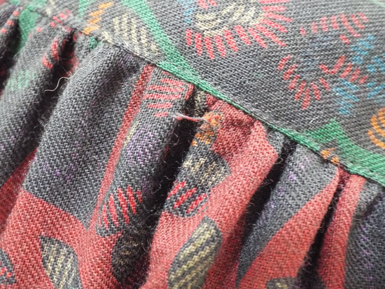 Vintage 1980s KENZO Paisley Wool Dress French Cuffs Pussybow Pockets Sakowitz