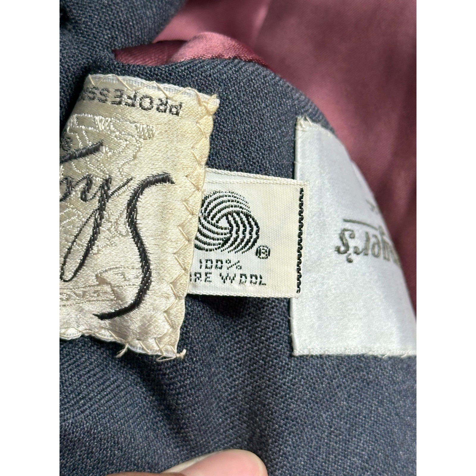 Vintage Shagmoor 60s Mod Charcoal Gray Wool Collarless Long Coat Pink Lining