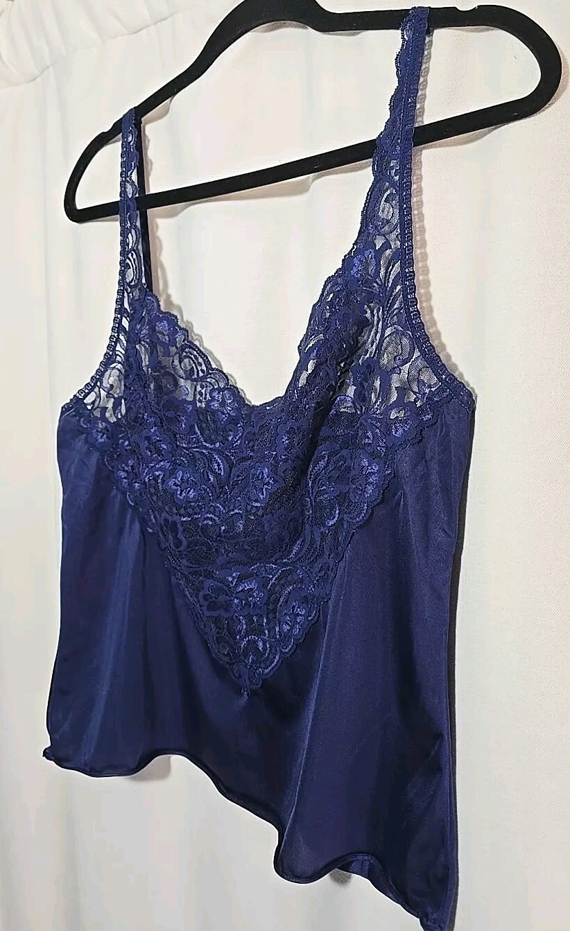 36 Camisole Cami Vanity Fair Blue Lace Vanity Fair Silky Soft Nylon 36