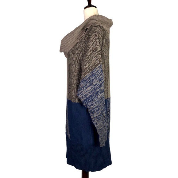 VINTAGE BCBGMaxAzria colorblock sweater dress batwing sleeves brown blue Med