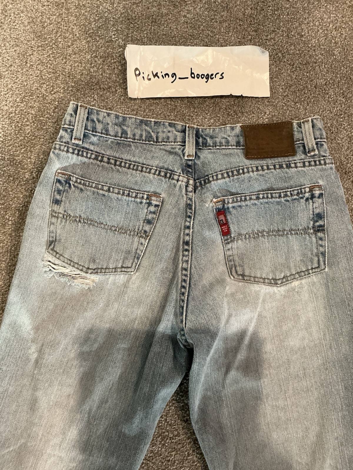 Vintage Polo Jean Co. Distress Saturday Jean 4 X 29 Light Wash Blue Denim