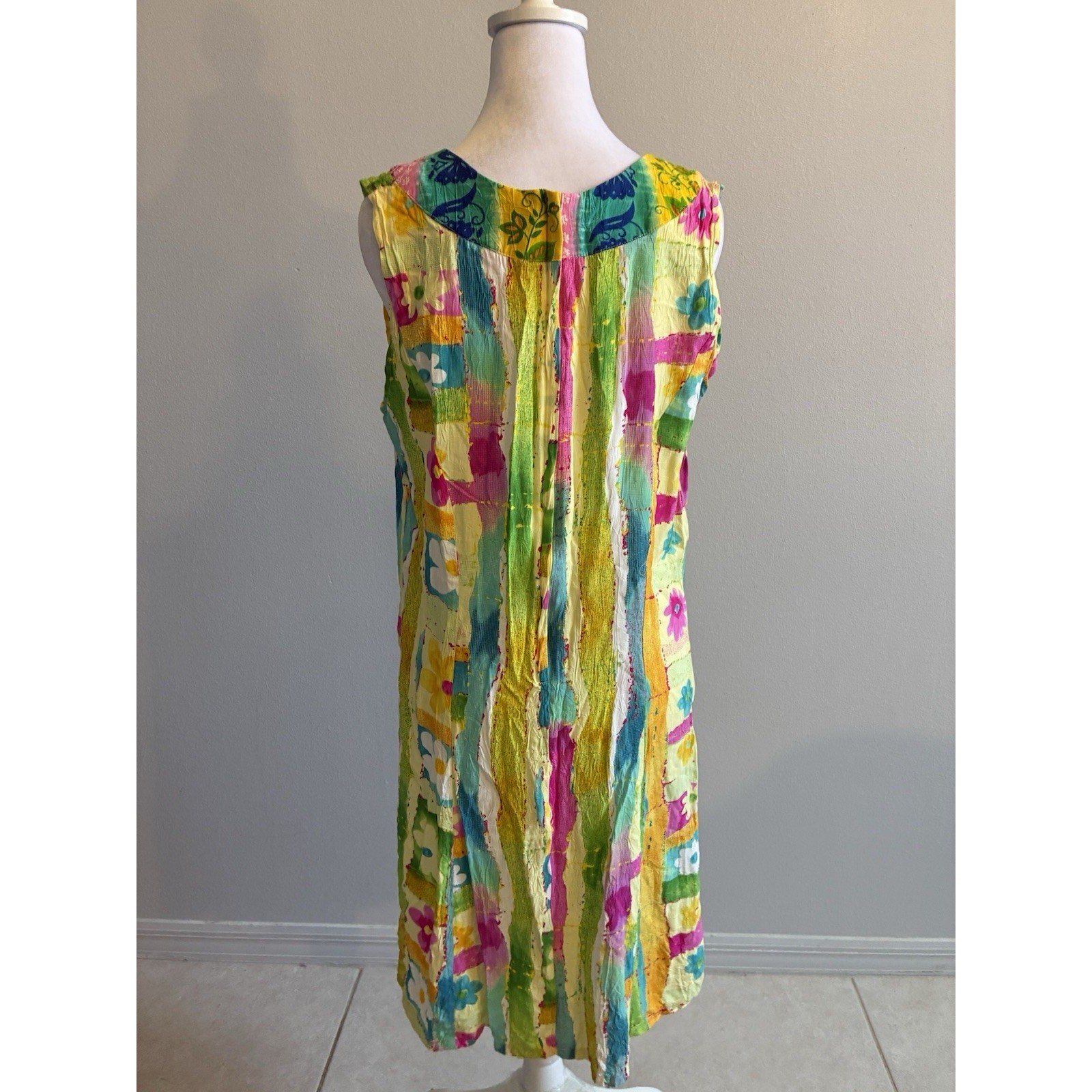 VTG Jams World Floral Dress XL Tropical Shift Relaxed Boho Casual Beach Resort
