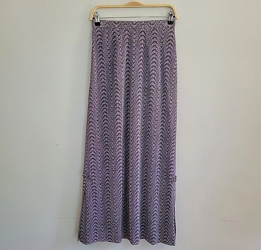 Vintage Handmade Maxi Skirt Size Small Purple Silver Metallic Glam Party Retro