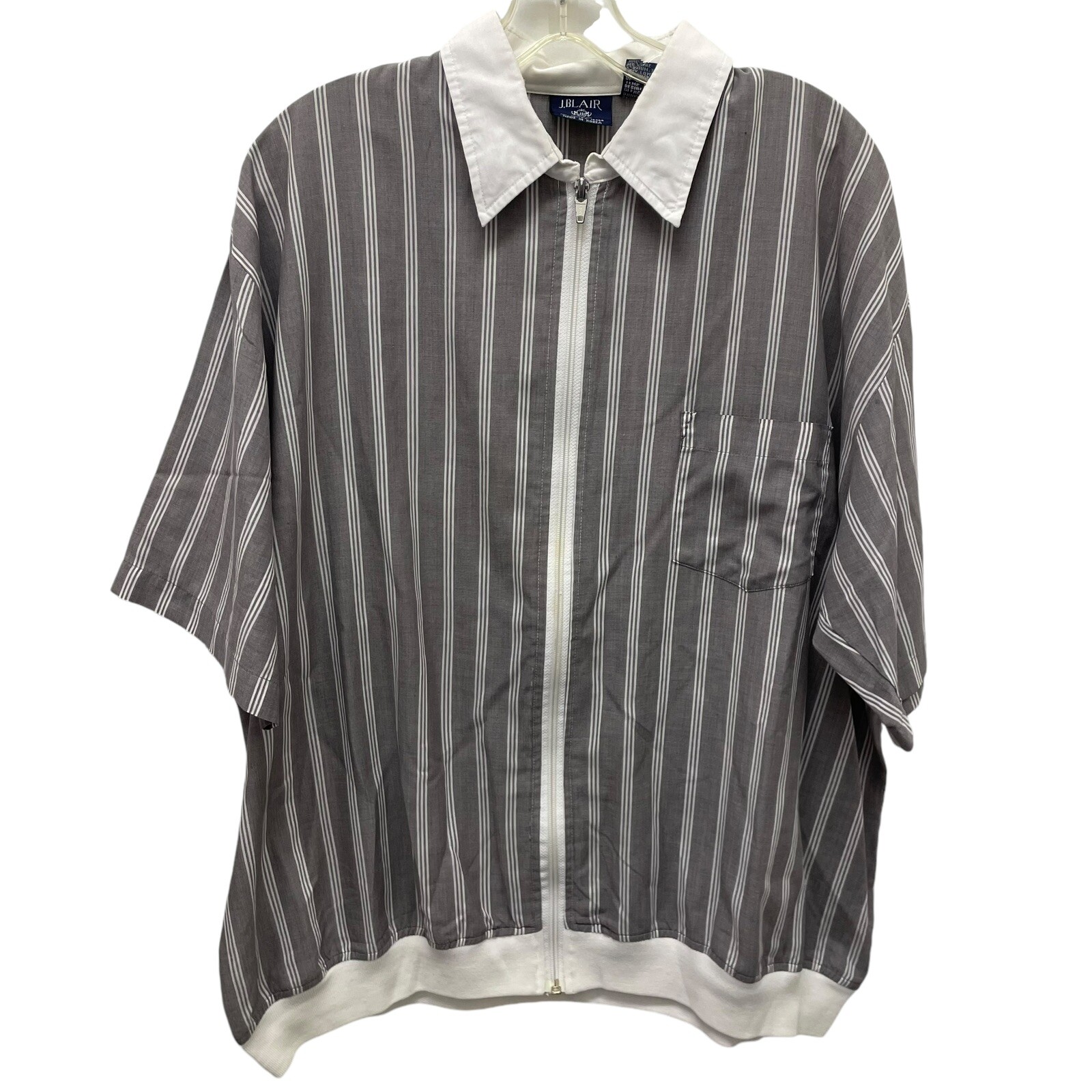 Blair Men’s Shirt Size XL Full Zip Brown Stripes Short Sleeve Korea Vintage 70s