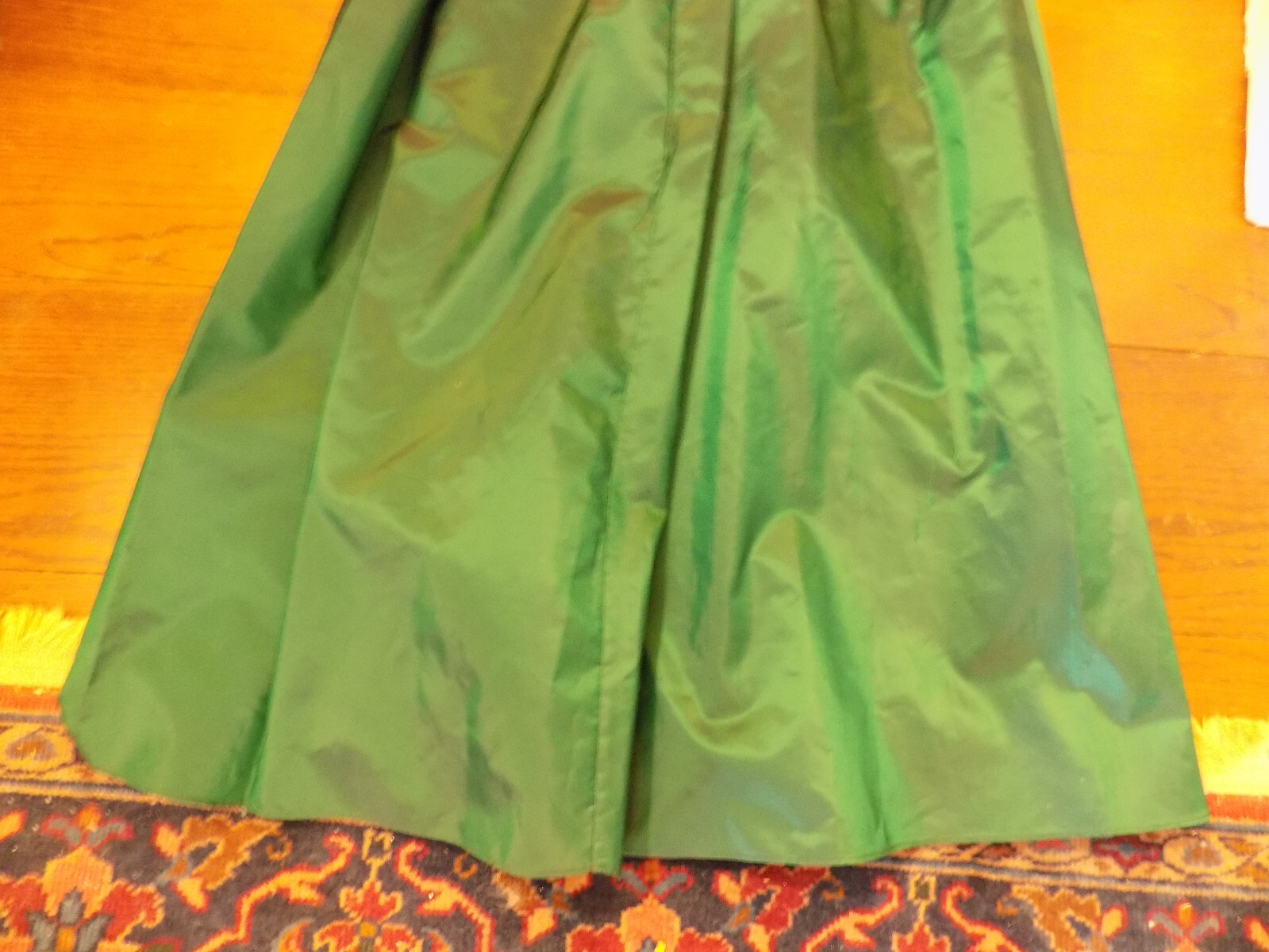 Vtg Alfred Angelo Velvet Corset Emerald Tafetta Skirt Crinoline Bow Gown Dress
