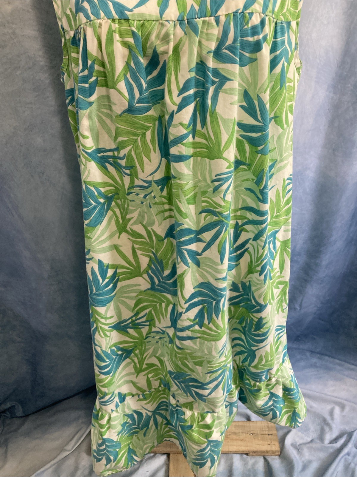 Vtg 90s Y2K Anthony Richards Muumuu House Dress 1X Plus Palm Leaf Lounge Summer