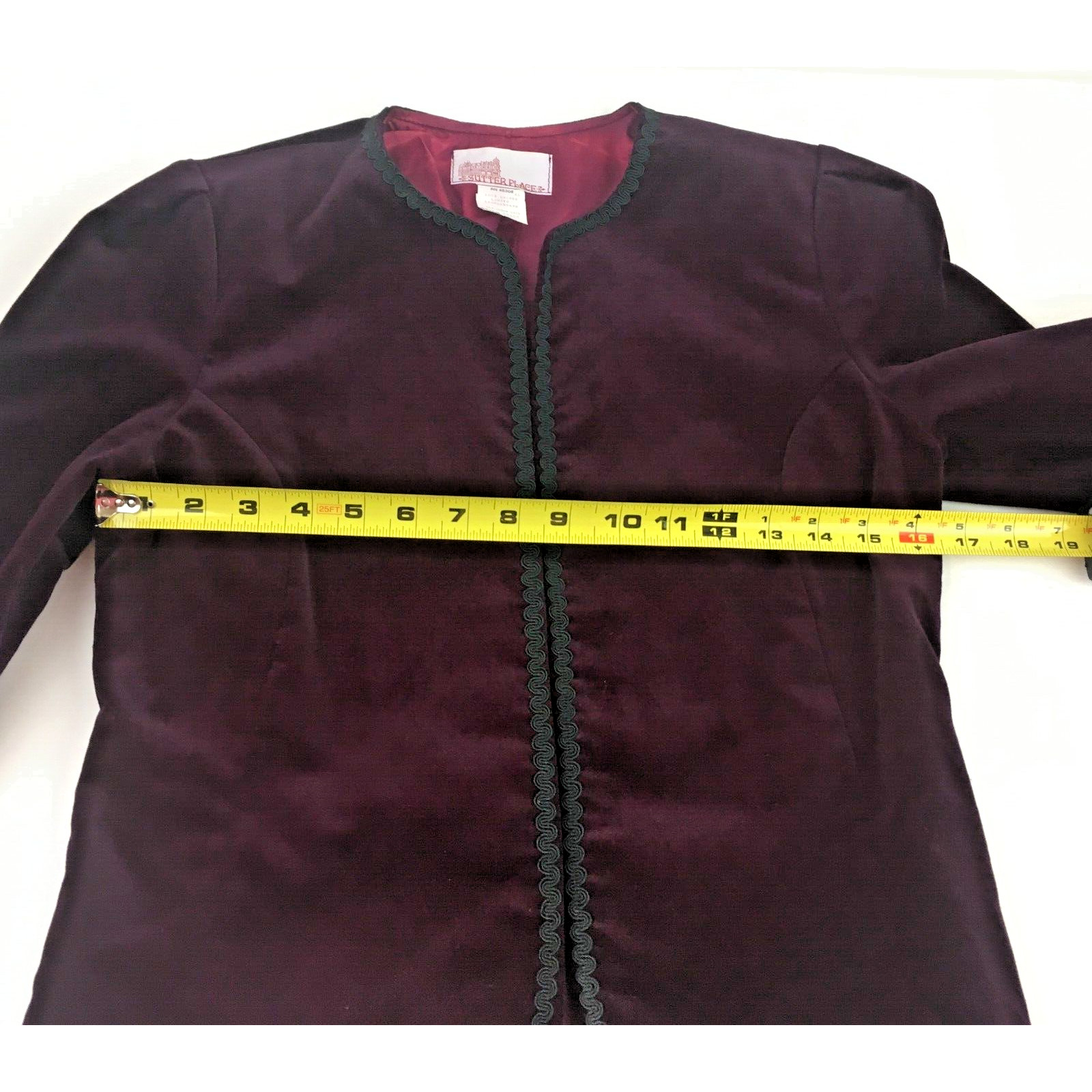 renaissance Ren Faire Womens Velvet jacket lined Size 8 Plum Black Boho