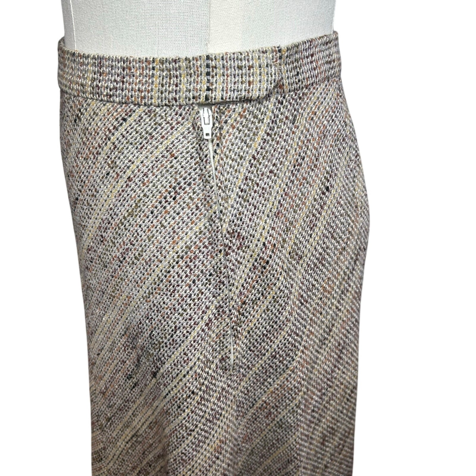 VTG 60s Bespoke S Wool Midi Skirt Retro Mod Dark Academia Twee Preppy Minimalist