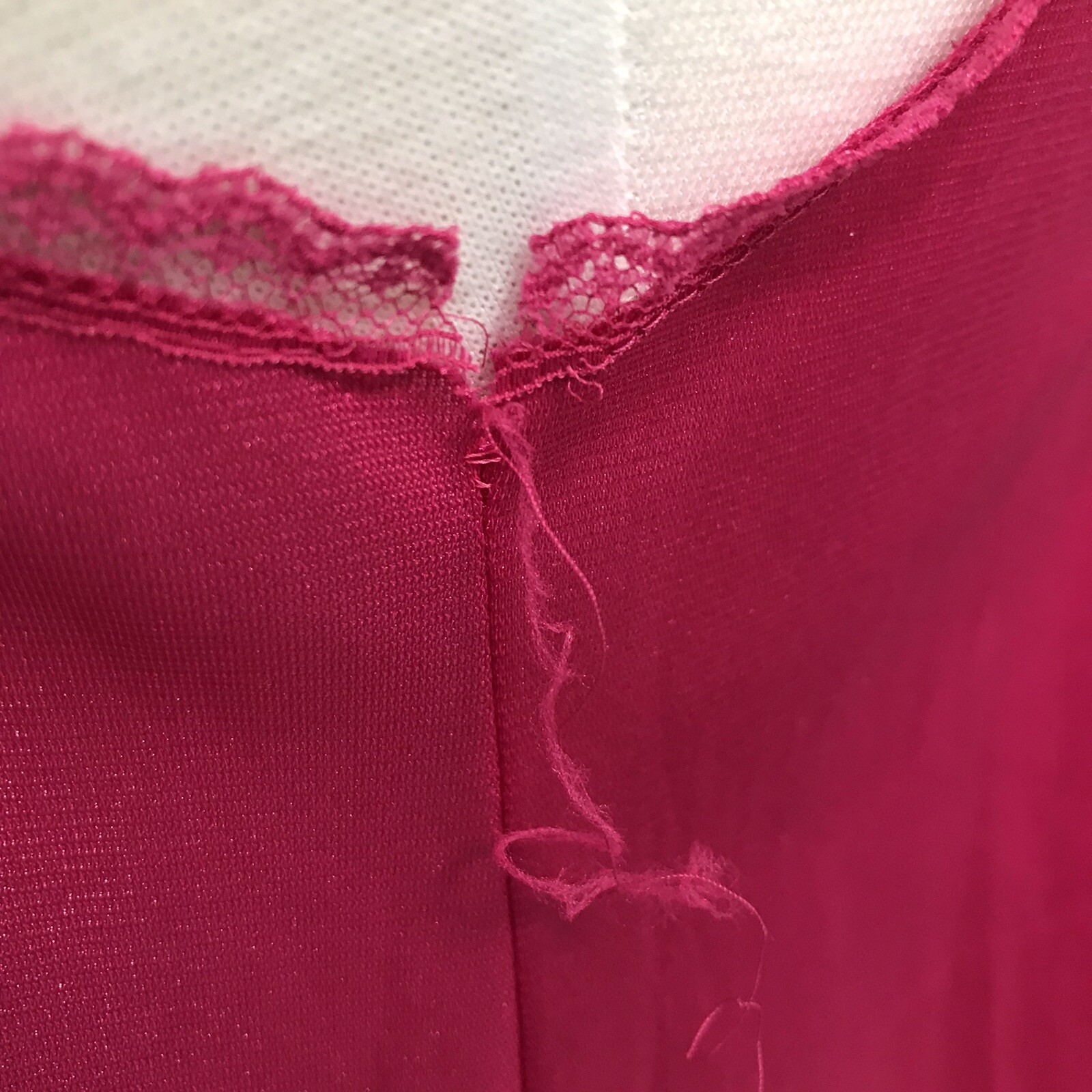 Vtg Vassarette Hot Pink Magenta Nightgown Sleeveless V Neck Small Nylon USA FLAW