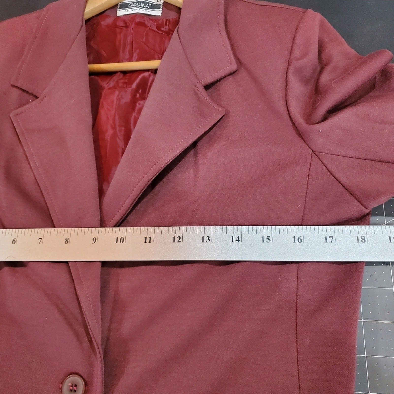 Vintage 90s Catalina Burgundy Fitted Double Button Pocket Blazer Size 12