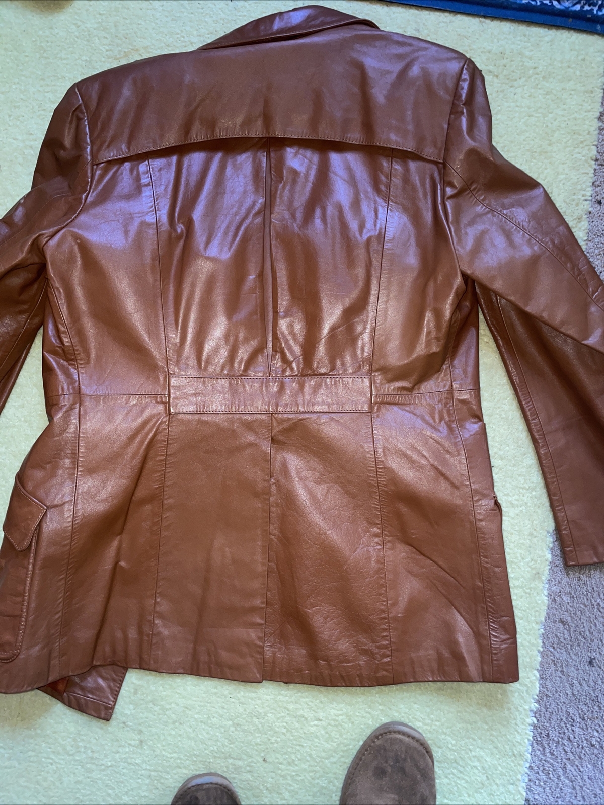 Brown 70’s Leather Jacket Richmond Brothers Leather Trench Men 40R