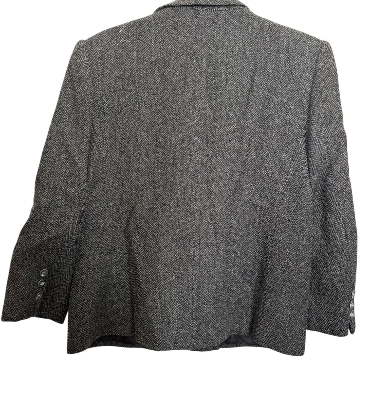 Vintage Barclay Square Gray Herringbone Wool Blend Skirt Suit Set 12 Academia