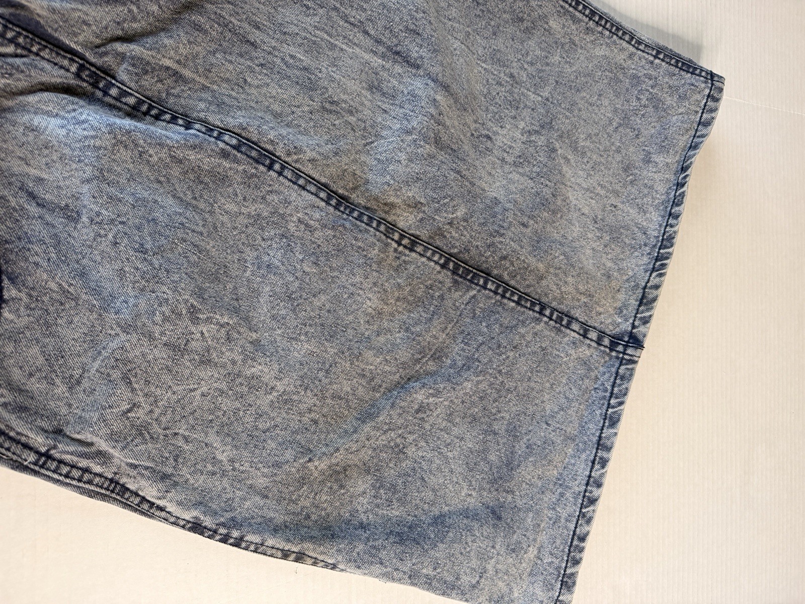 Vintage 80s Belma Womens Acid Washed Overall Skirt Long Denim Jean Stone Large