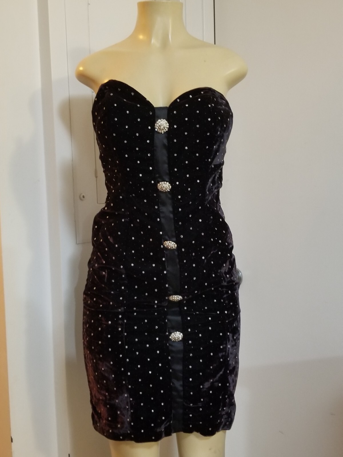 Vintage 80s Karen Okada David Howard climax velvet rhinestone dress