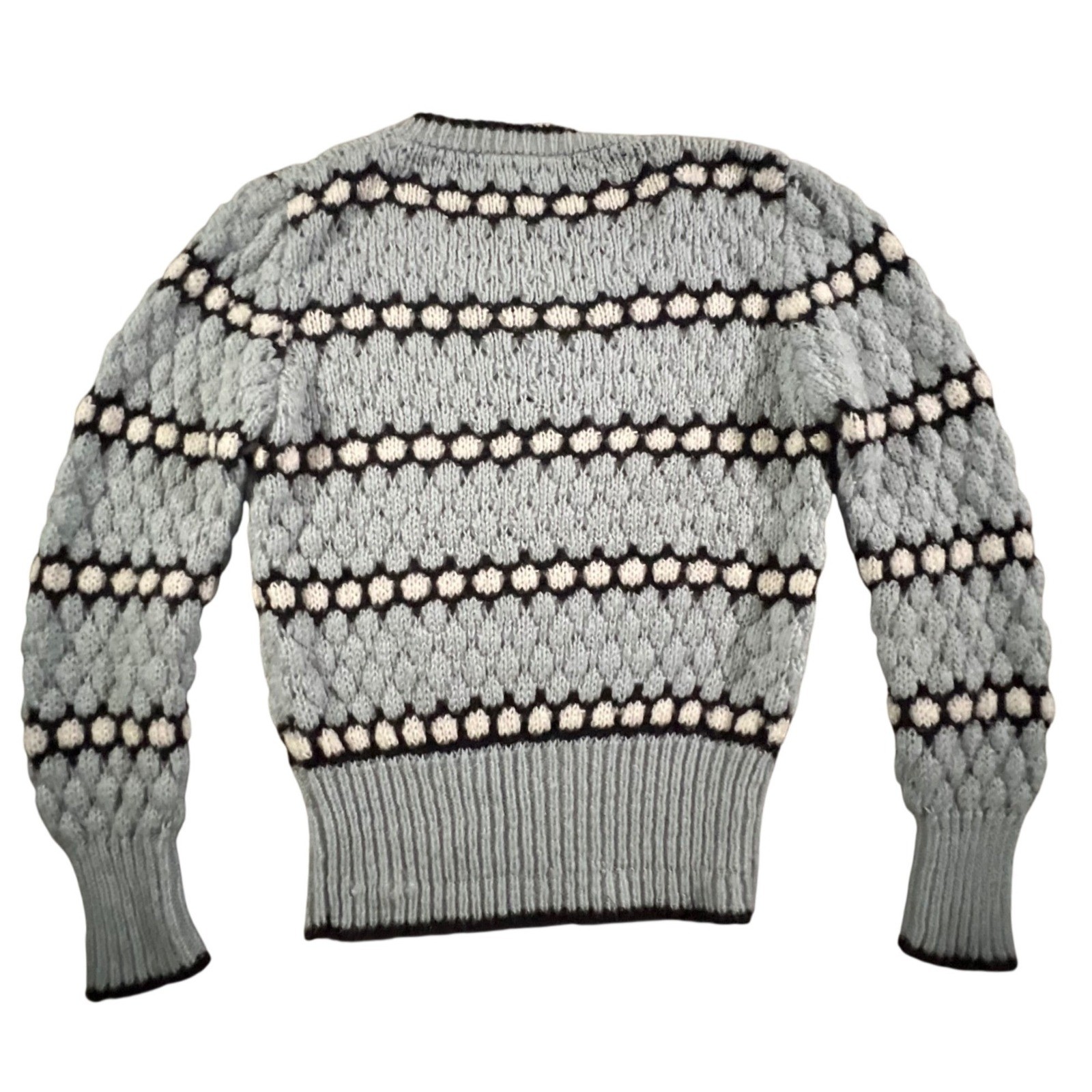 Western Connection Sweater Womens Medium Blue Vintage 80s Popcorn Knit V-Neck