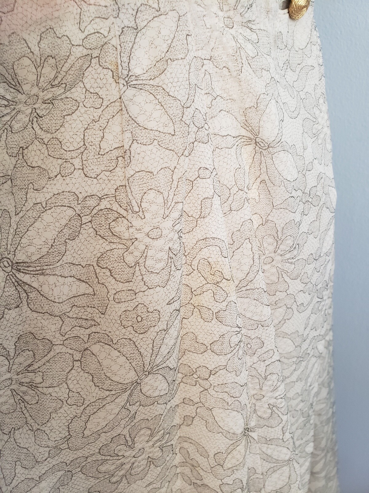 Vintage By Peer Lace Print Organza Peignoir Negligee Robe Small See Measurements