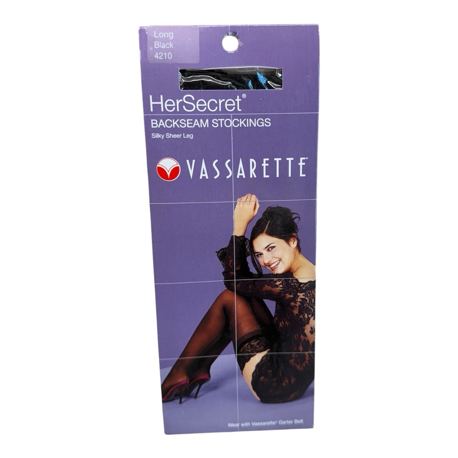 Vassarette Her Secret Backseam Thigh High Stockings Size Long Black 4210 NOS