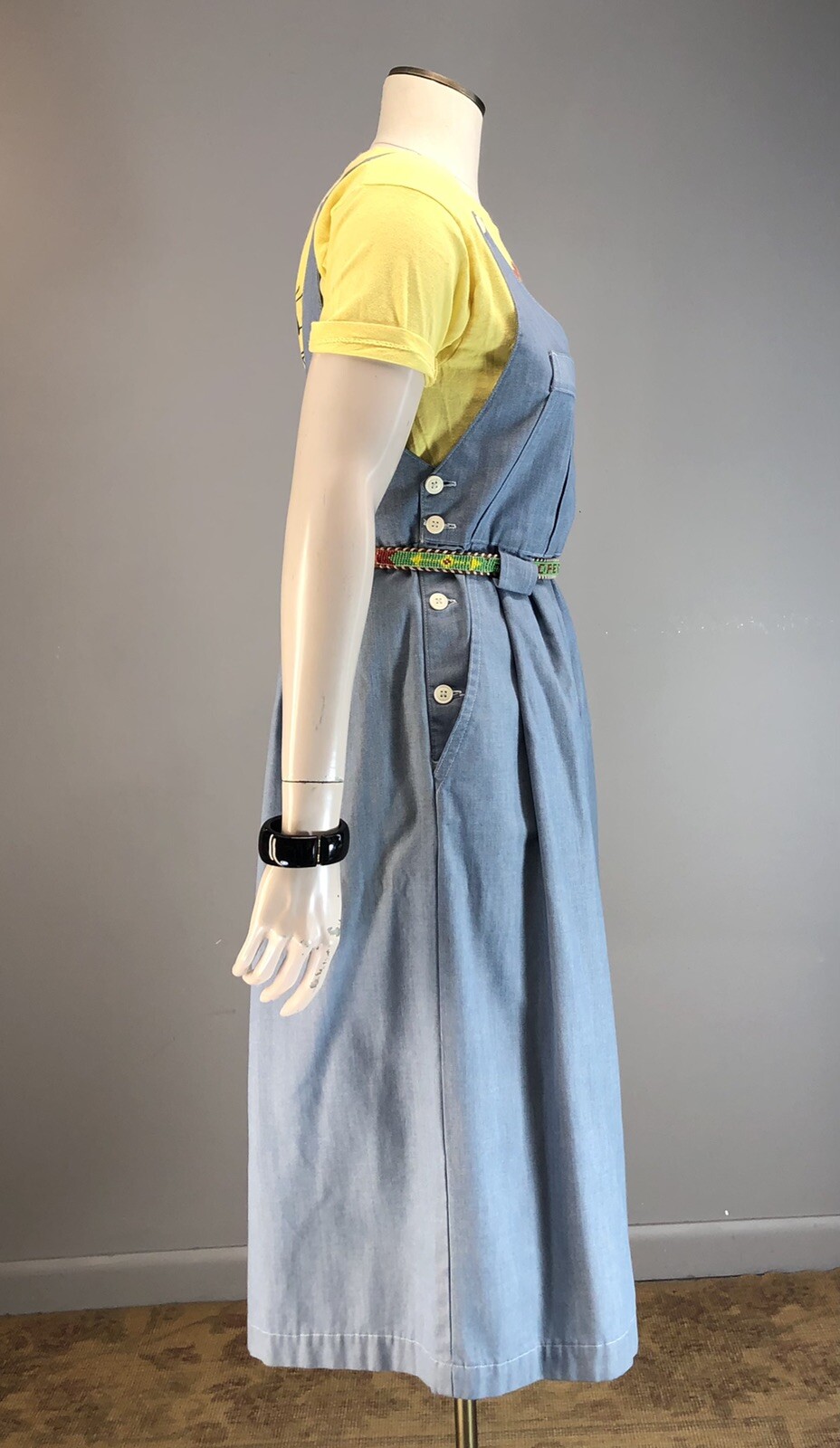 Vtg 70s Denim Jumpsuit Chambray Overalls Gauchos duz 40s Wide Leg M M-L 31 waist