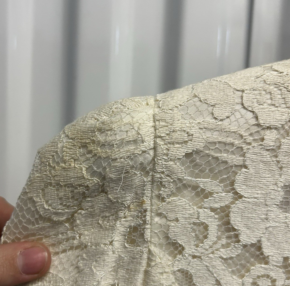 Vintage 80s Cachet by Bari Protas Ivory Fitted Lace Jacket Women’s Sz 12/M