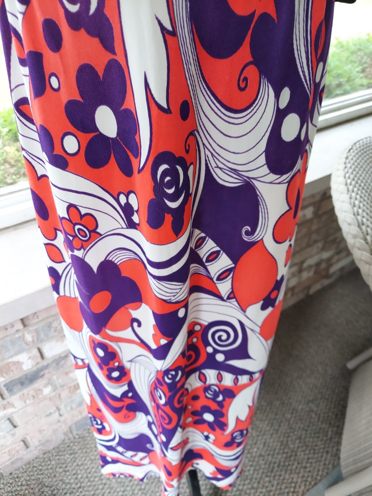 Vintage Dress Psychedelic Keyhole Maxi Dress M late 60s or early 70’s