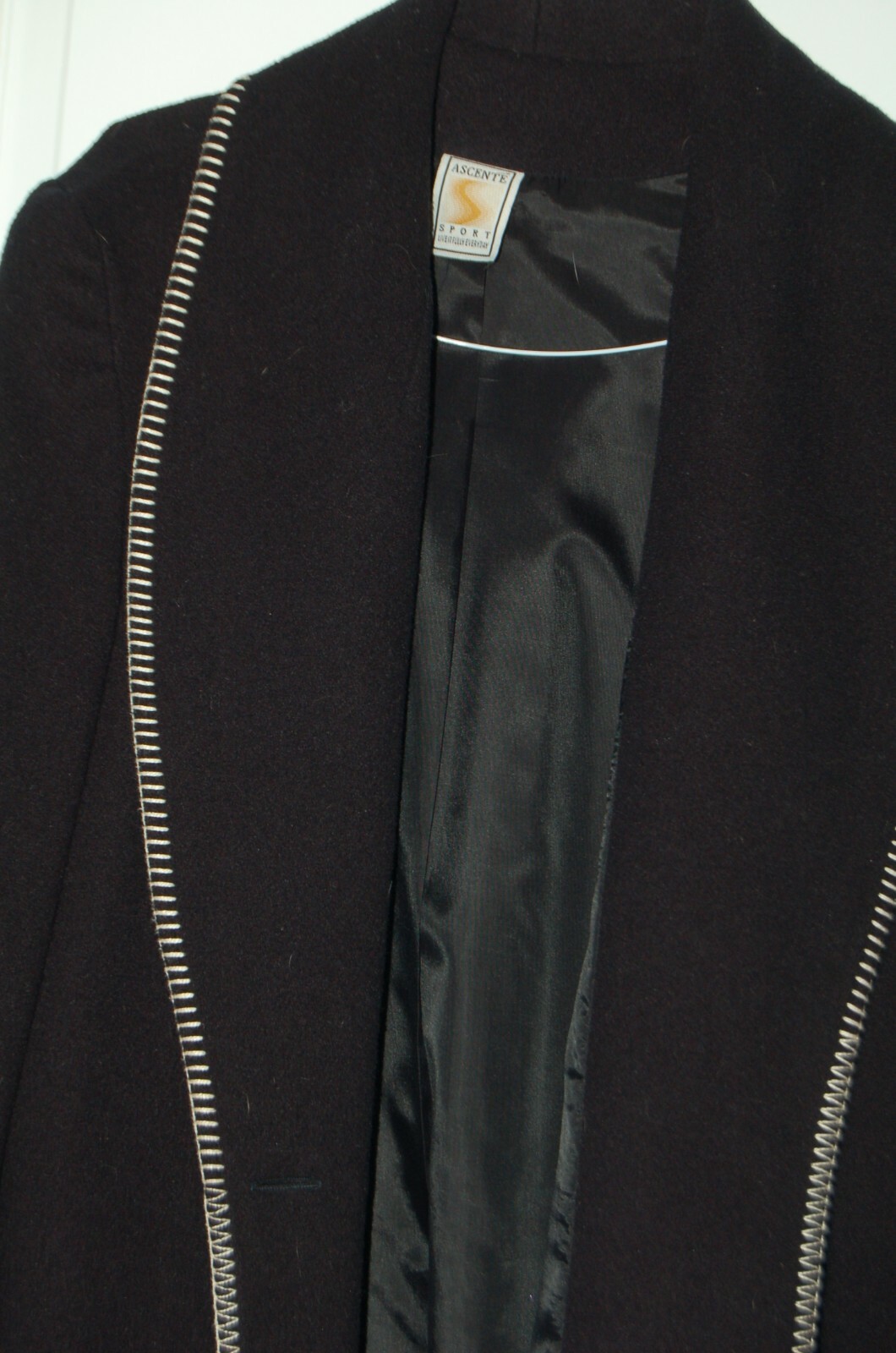 Vintage wool blend blazer jacket women’s black beige medium ASCENTE 40 in chest