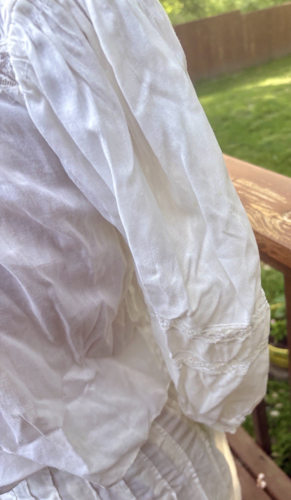 Antique Edwardian Wedding/Lawn/Tea Dress Ivory Cotton Lace Embroidery Small 2pc