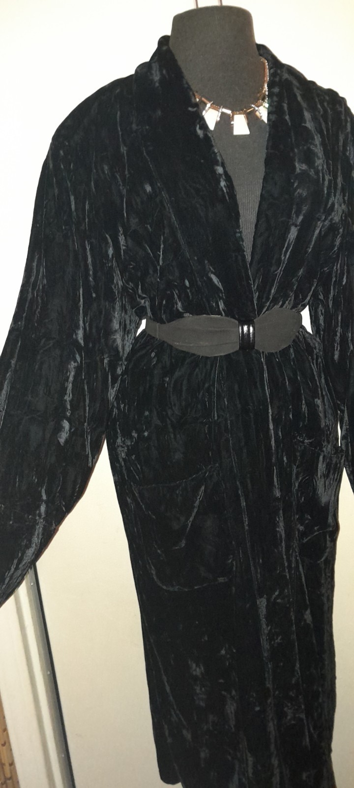 Vtg 80s NORMA KAMALI Contempo Casuals 20s 30s Deco Style SILK VELVET Opera Coat