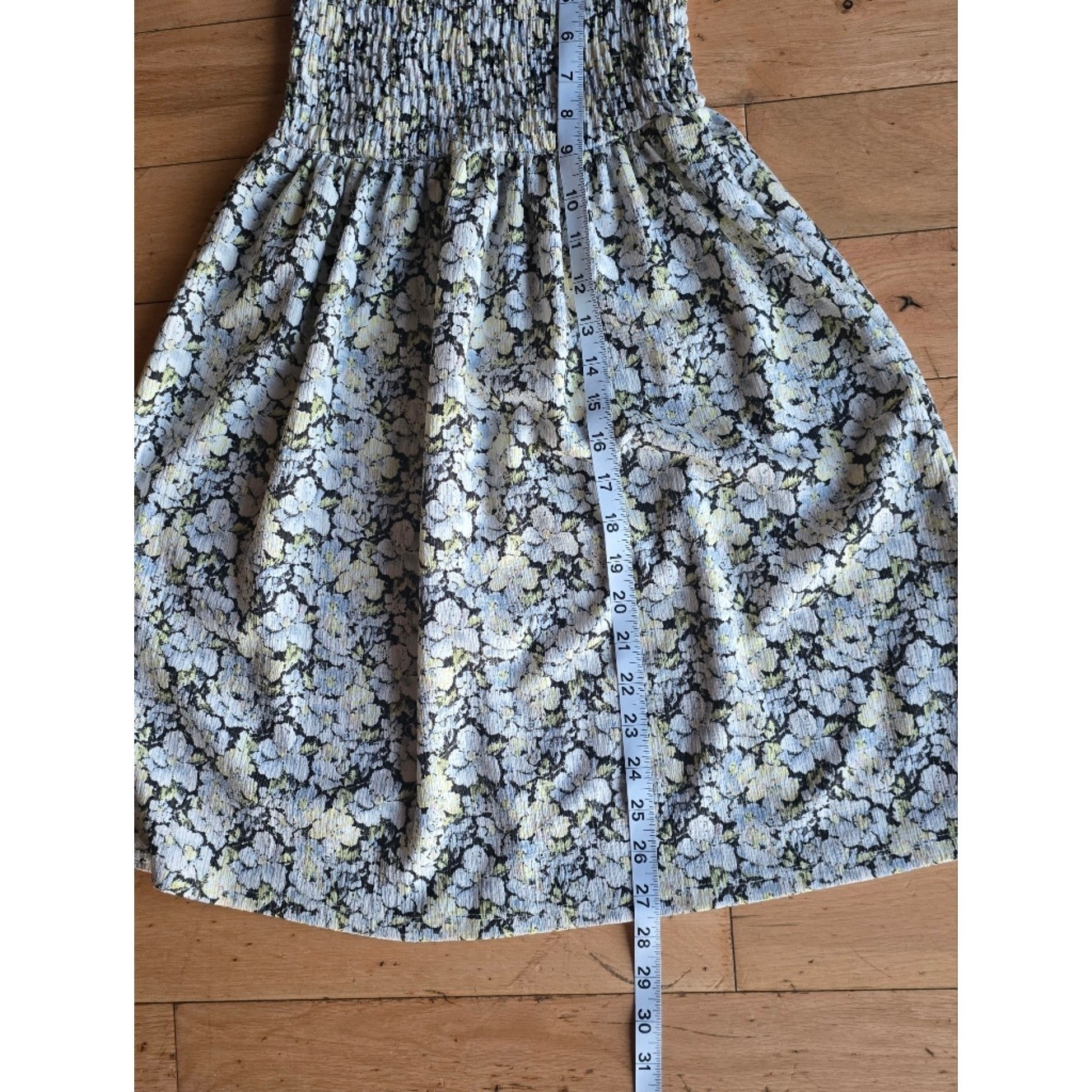 H&M Floral Puff-Sleeve Smocked Midi Vintage Cottagecore Boho Romantic Soft Girl