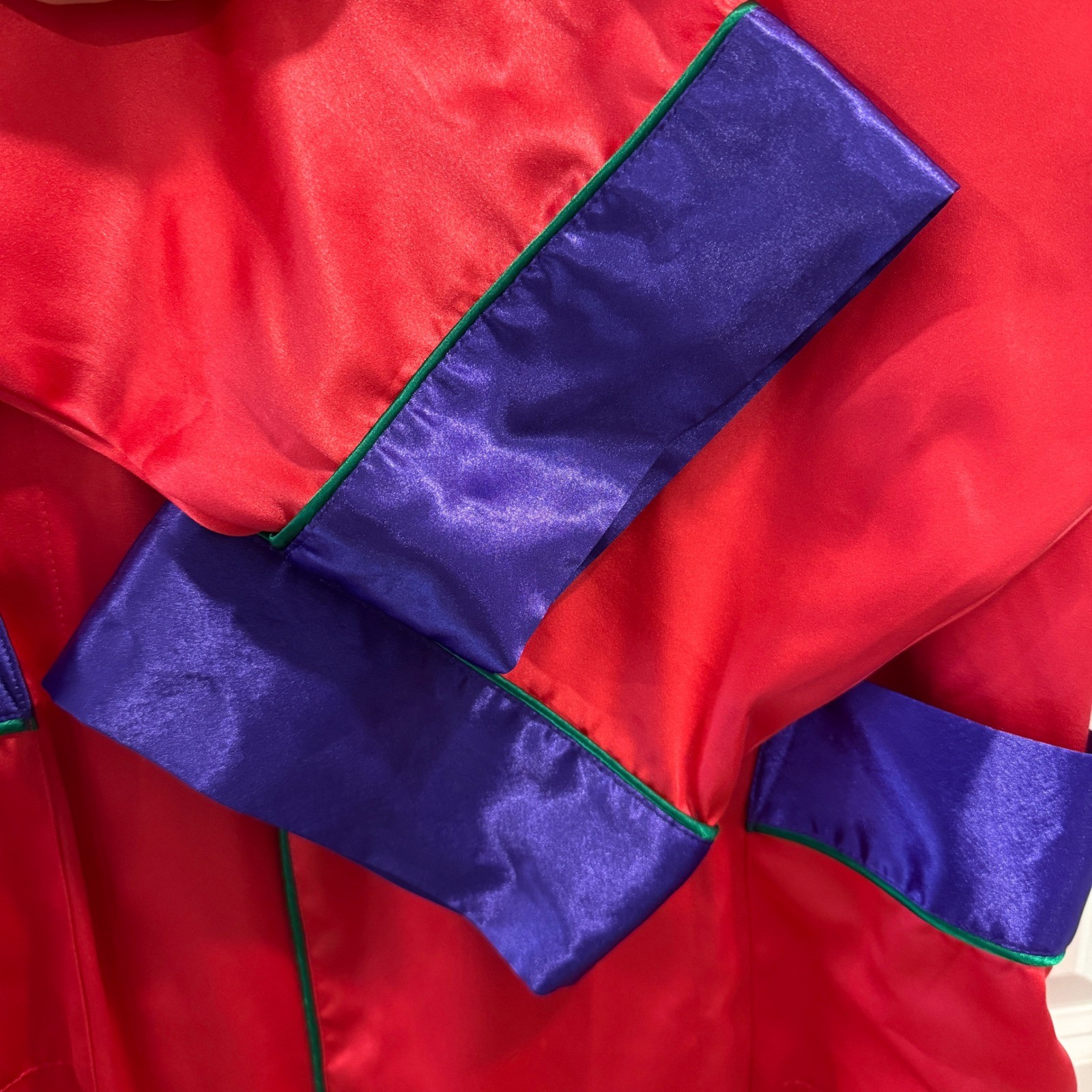 Vintage Victorias Secret Gold Label Red Purple Colorblock Satin Robe ML Long