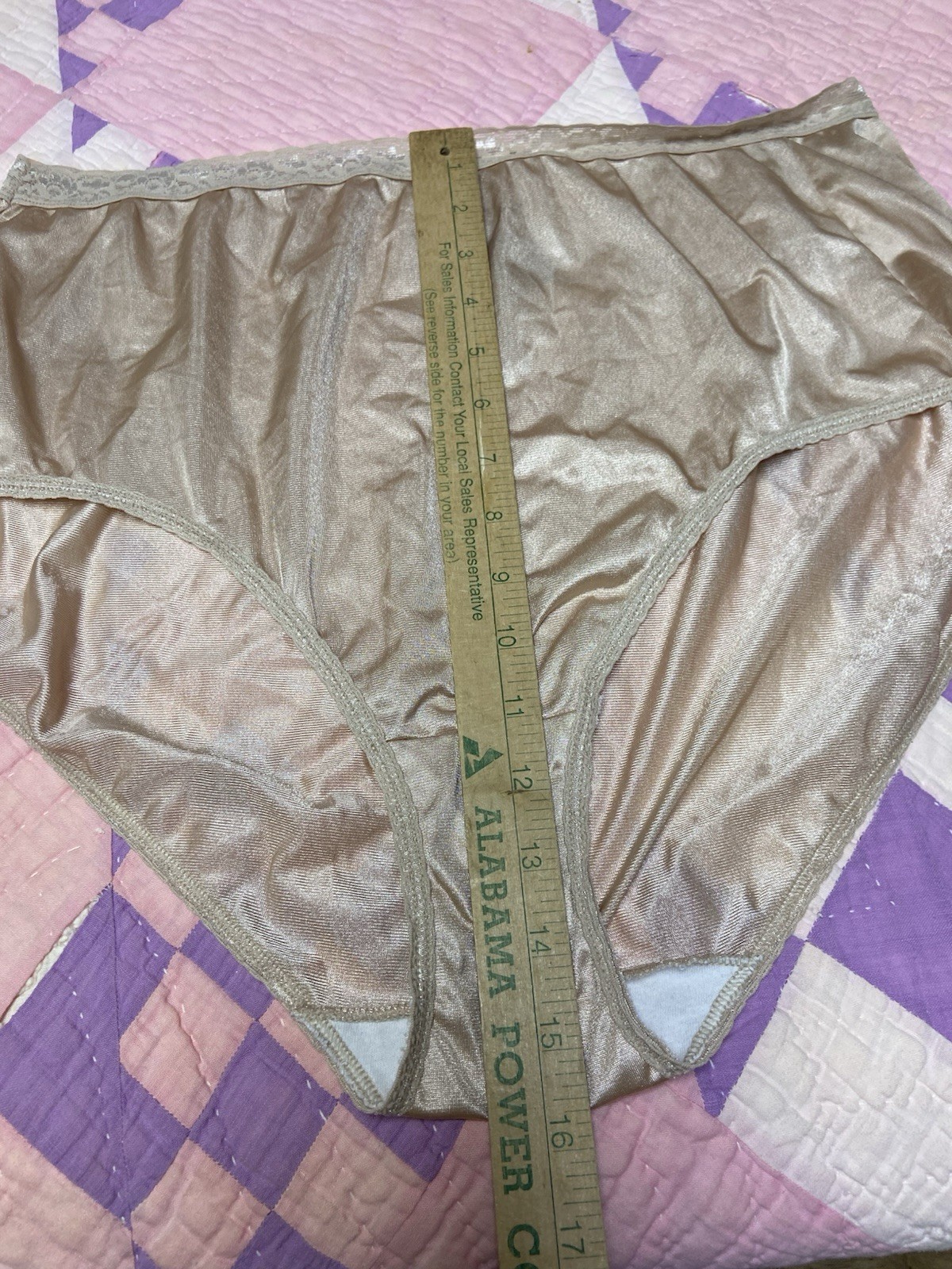 Vtg JMS Nylon Granny Sissy Panty Size 12 Cotton Gusset Champagne Beige