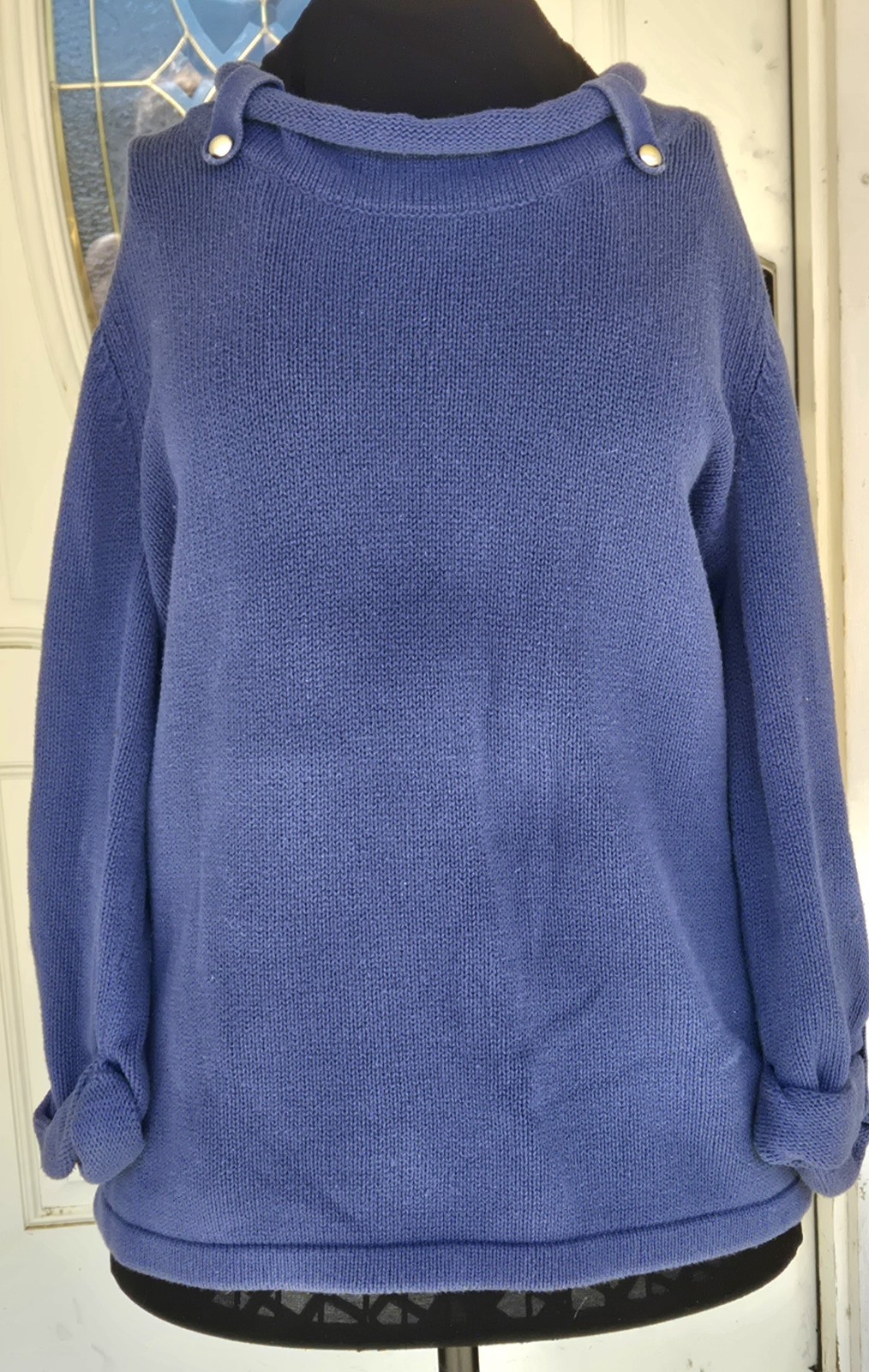 2000s CJ BANKS Periwinkle Sweater With Mock Neck Button Details Size 1X