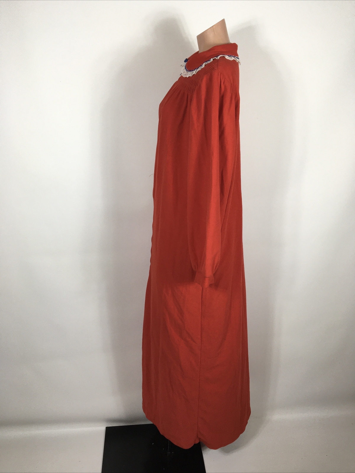 Vtg 70s Jennifer Dale NIGHTGOWN RED Floral Long Full Length Gown 13 ROBE UNION