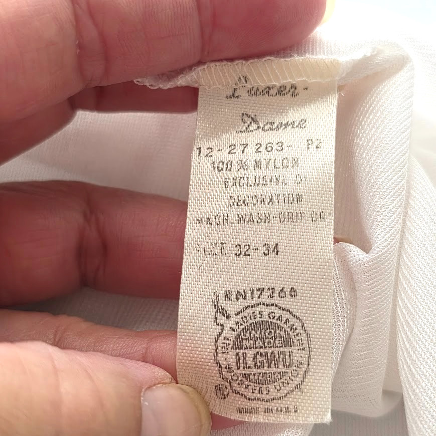 Vintage Luxer Dame Lingerie Half Slip Skirt Size 32-34 White Nylon Lace Trim