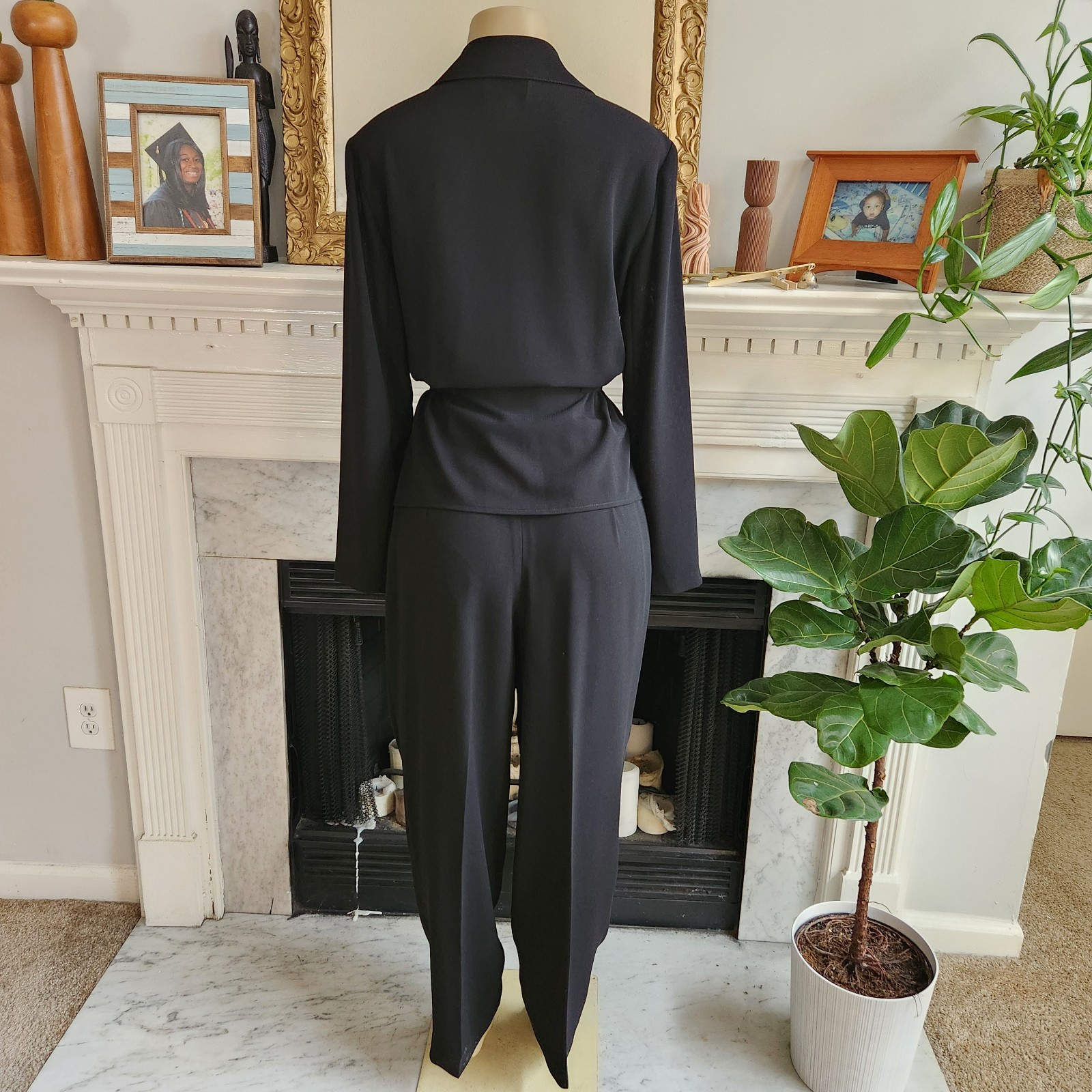 Mevisto Vintage 80s Black Pant Suit Retro Minimalist Size 10
