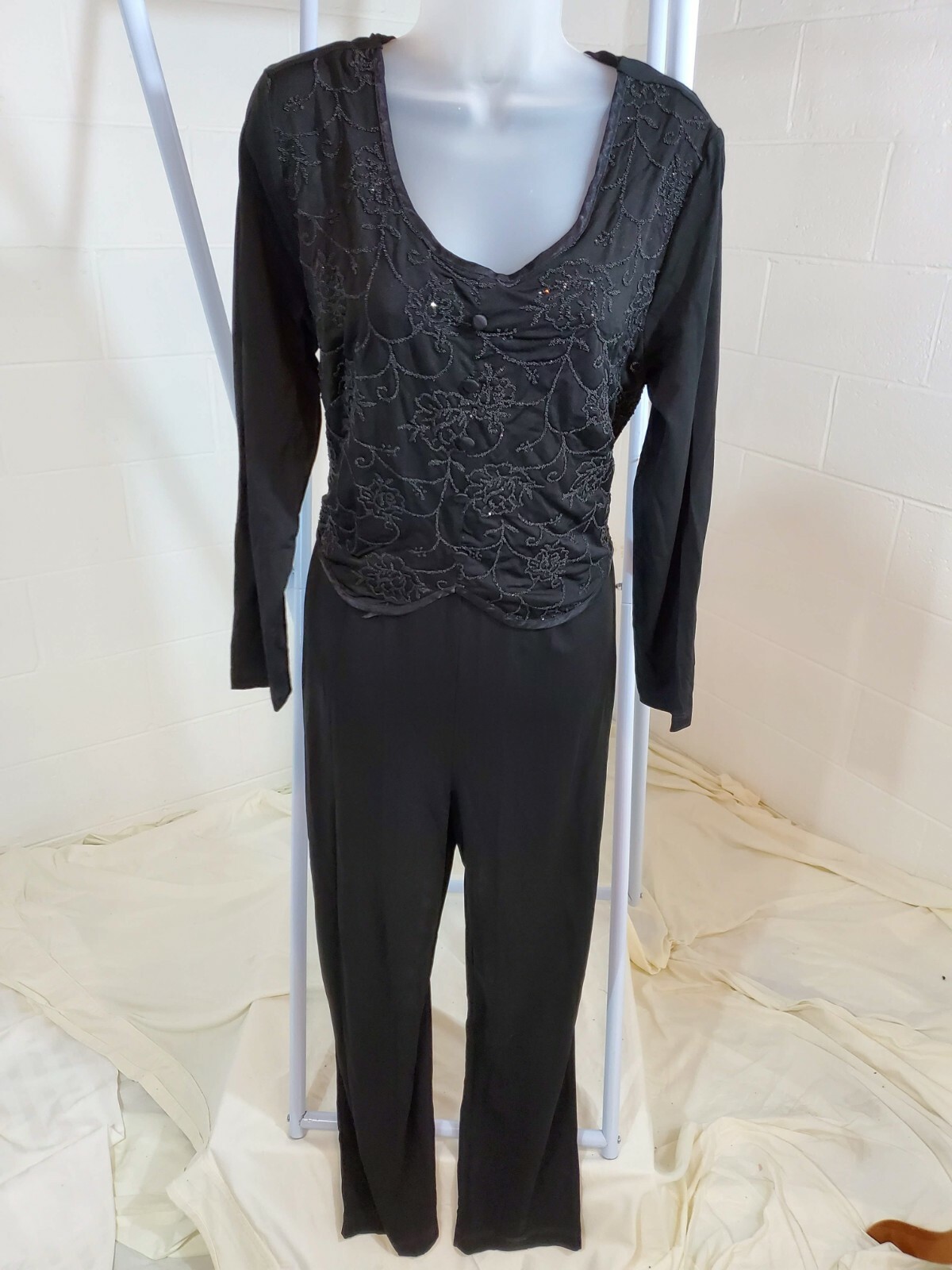 Vintage 80sPiccalino Petites Glam Beaded Disco Bodysuit Jumpsuit Romper Size 12P