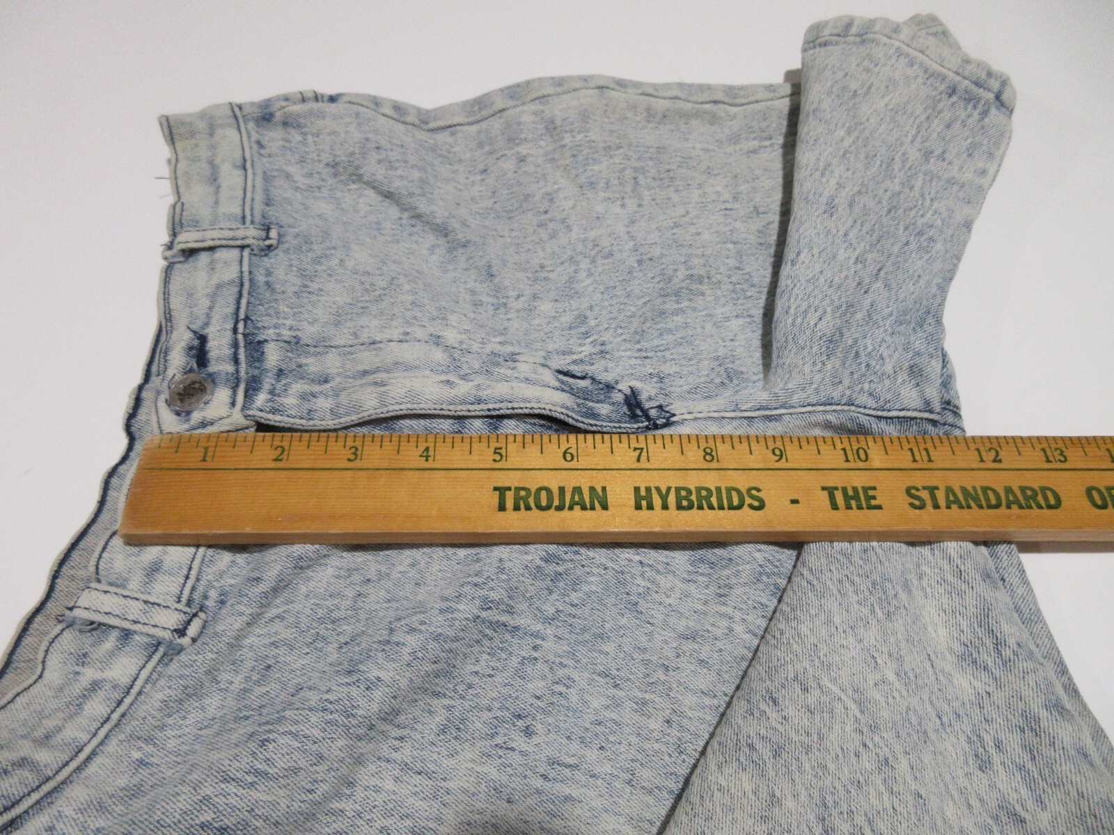 Sz S 25×7 TRUE VINTAGE Le Touche Acid Wash High Wait Jean Denim Shorts Women’s