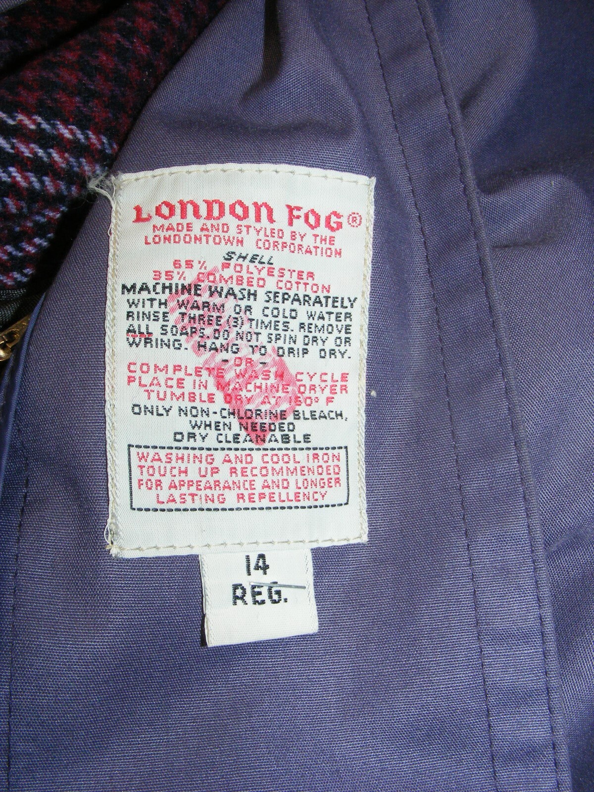 80S TRENCH COAT LONDON FOG WOMENS PLUM PURPLE WOOL LINED POLY COTTON FULL LENGTH