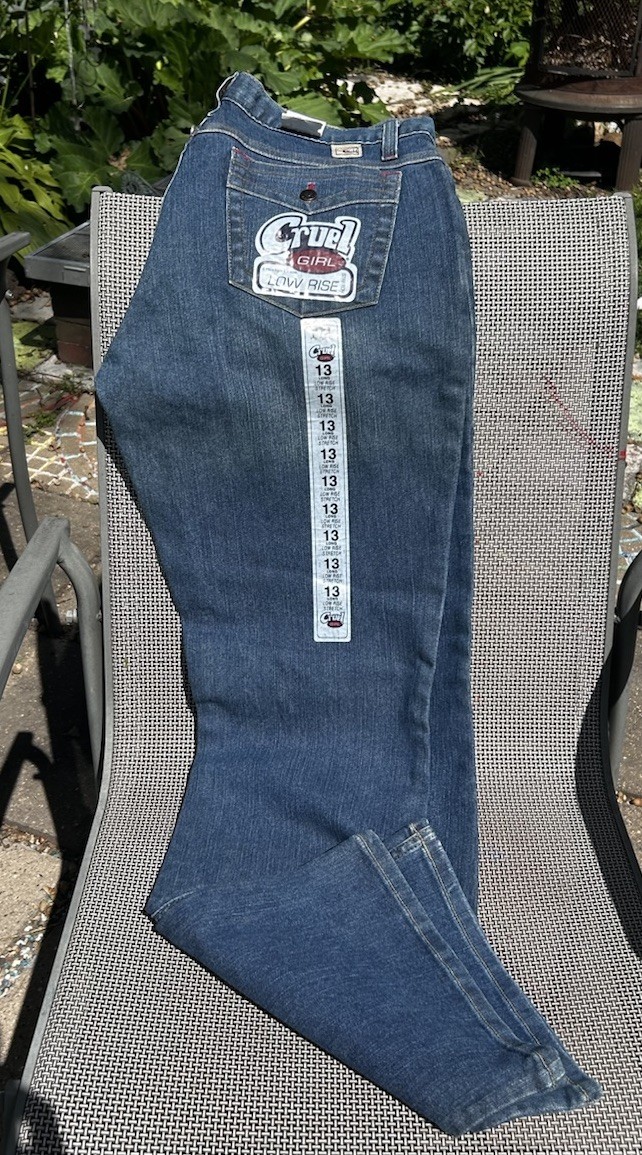 Vintage 1998 Cruel Girl Low Rise Dark Denim Faux Flap Jeans Women’s Size 13 Long