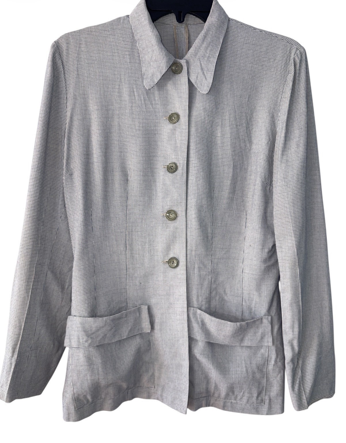 Vintage 1940s Linen Jacket Houndstooth Women’s Medium Majestic Season Maker Gray