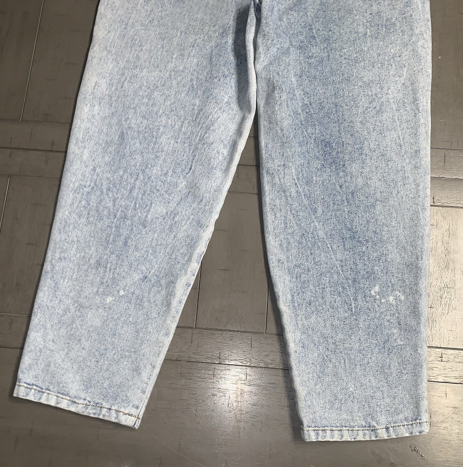 A2 90s WOMENS MEDIUM ACID WASH BUGLE BOY COMPANY BIB OVERALLS FLY GIRL 34 X27”