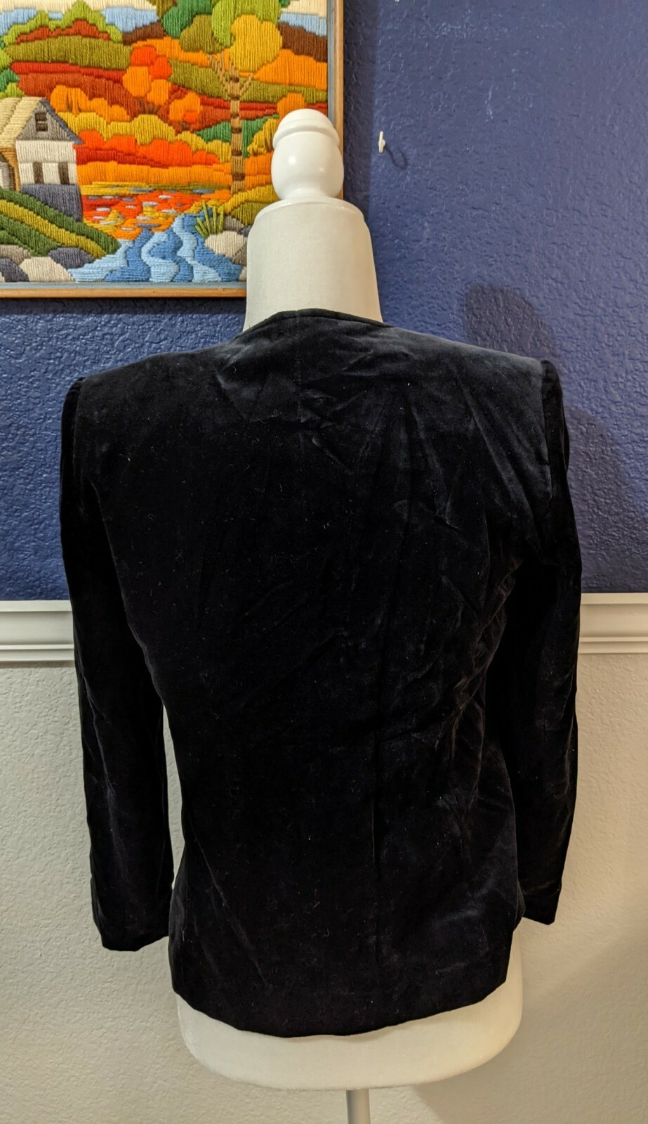 VTG Tan Jay Nygard Black Velvet Lined Holiday Formal Blazer Jacket Sz 6 Small S