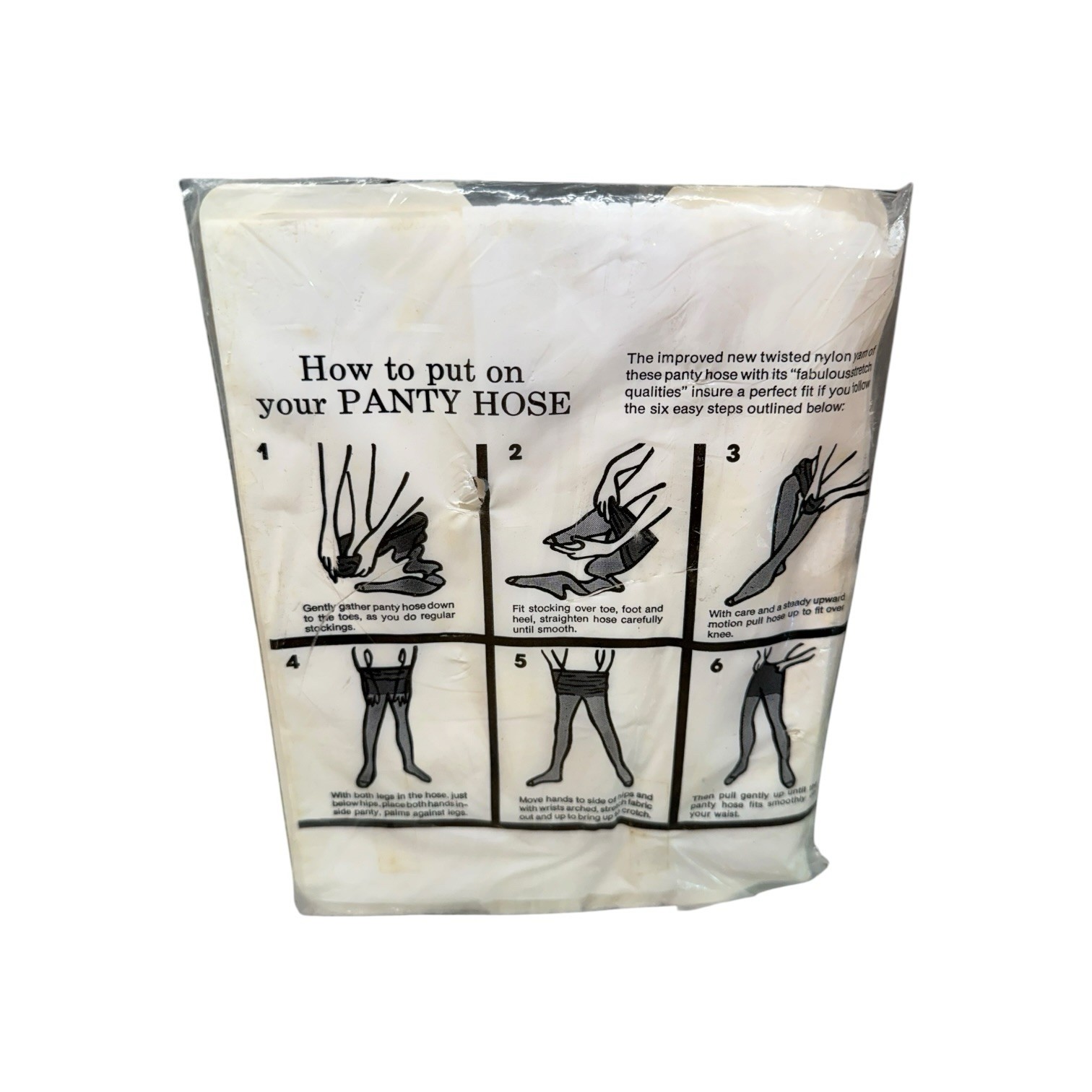 Vintage Stretch Pantyhose 100% Nylon One Size White Fits 100-160 Lbs