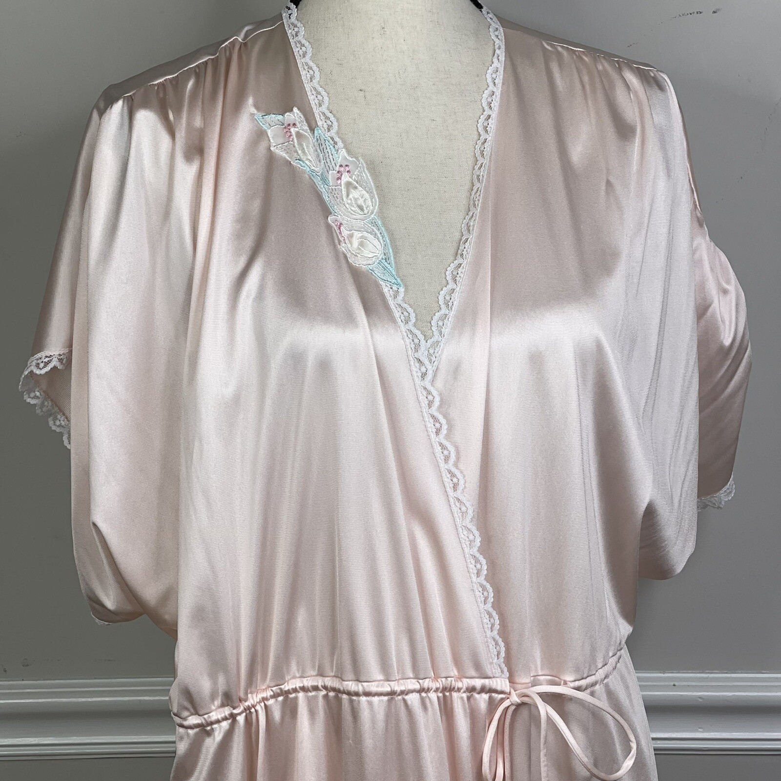 Vintage Vandemere JcPenney Large Nylon lace Nightgown Robe Pink Hollywood glam