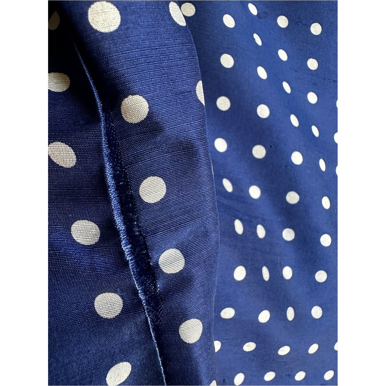 Pure & Simple 100% Silk Blue Polka Dot Dress Retro Parisian Chic Ruffle Hem Sz 8