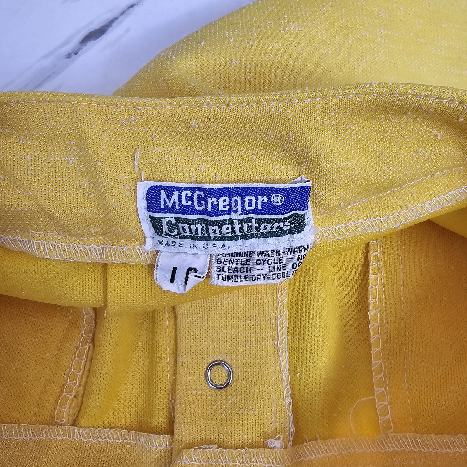 Vintage 60s McGregor Competitors Womens Yellow Dbl Knit Poly Aline Mini Skirt