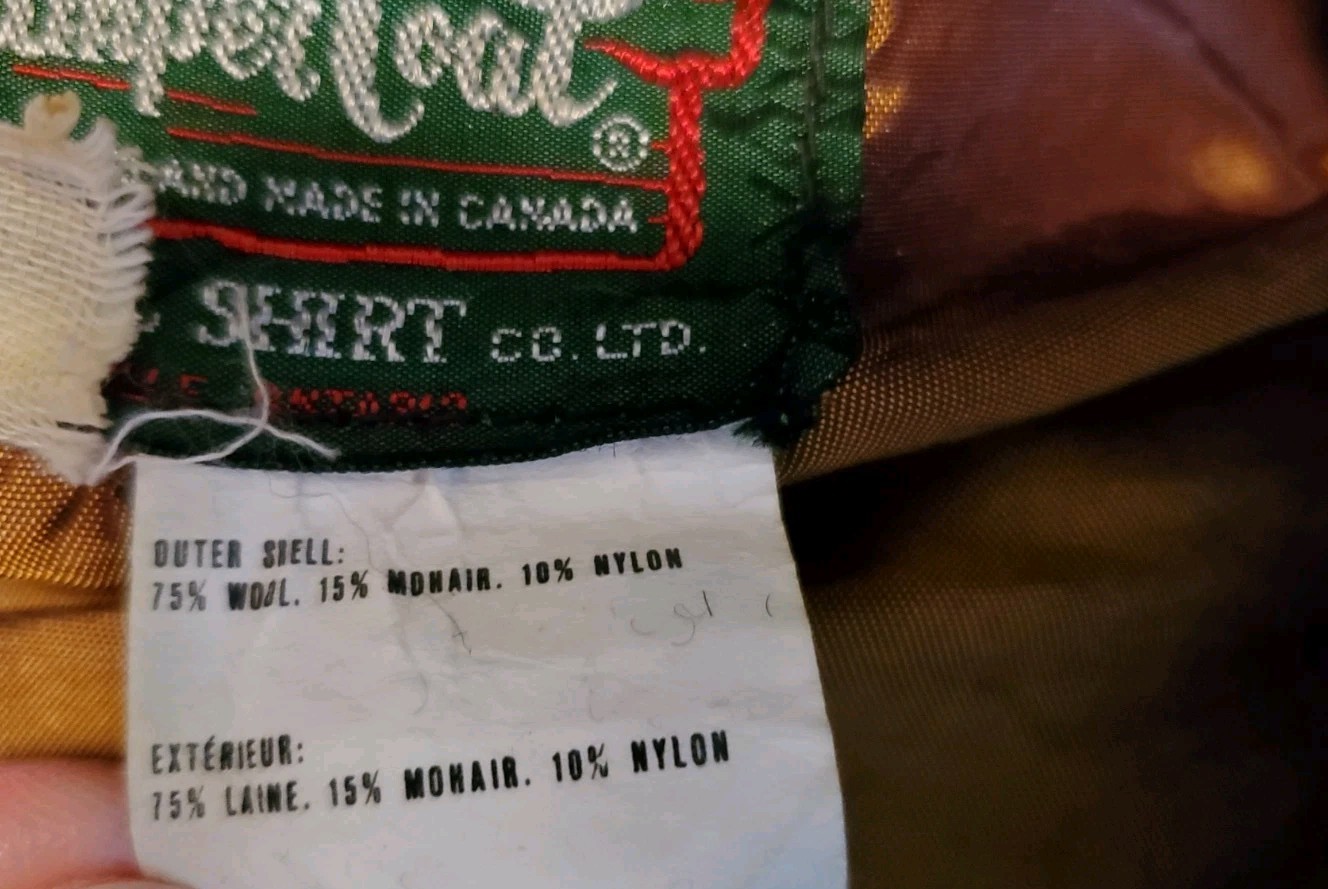 Vintage Wool Mohair Brown Plaid Canadian Camper Coat Bell Shirt Womens Medium