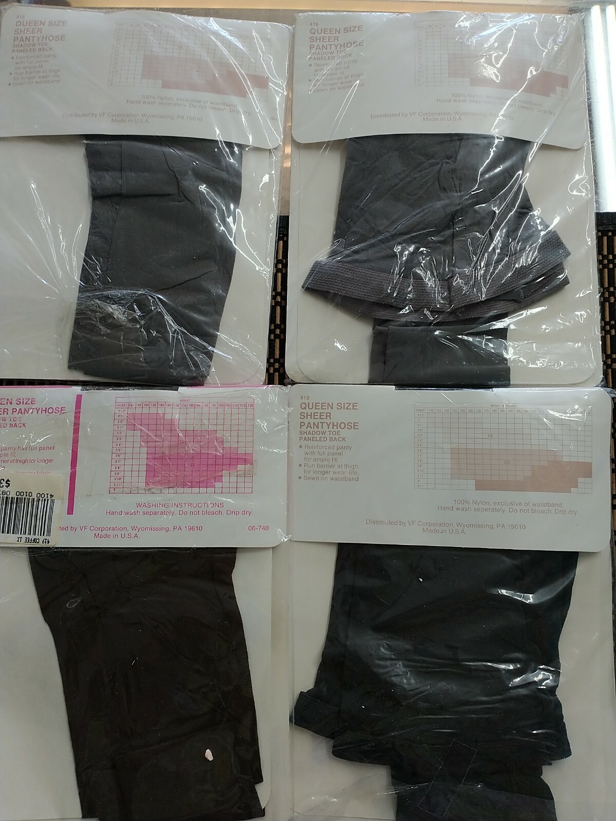 Lot Of 4 Vintage Vanity Fair Queen Size 1X Pantyhose Coffee (Brown) Grey Black