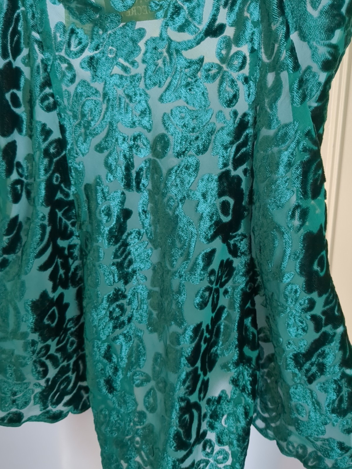 Vtg Victorias Secret Teddy Flutter Leg Green Velvet Burnout Gold Label Small