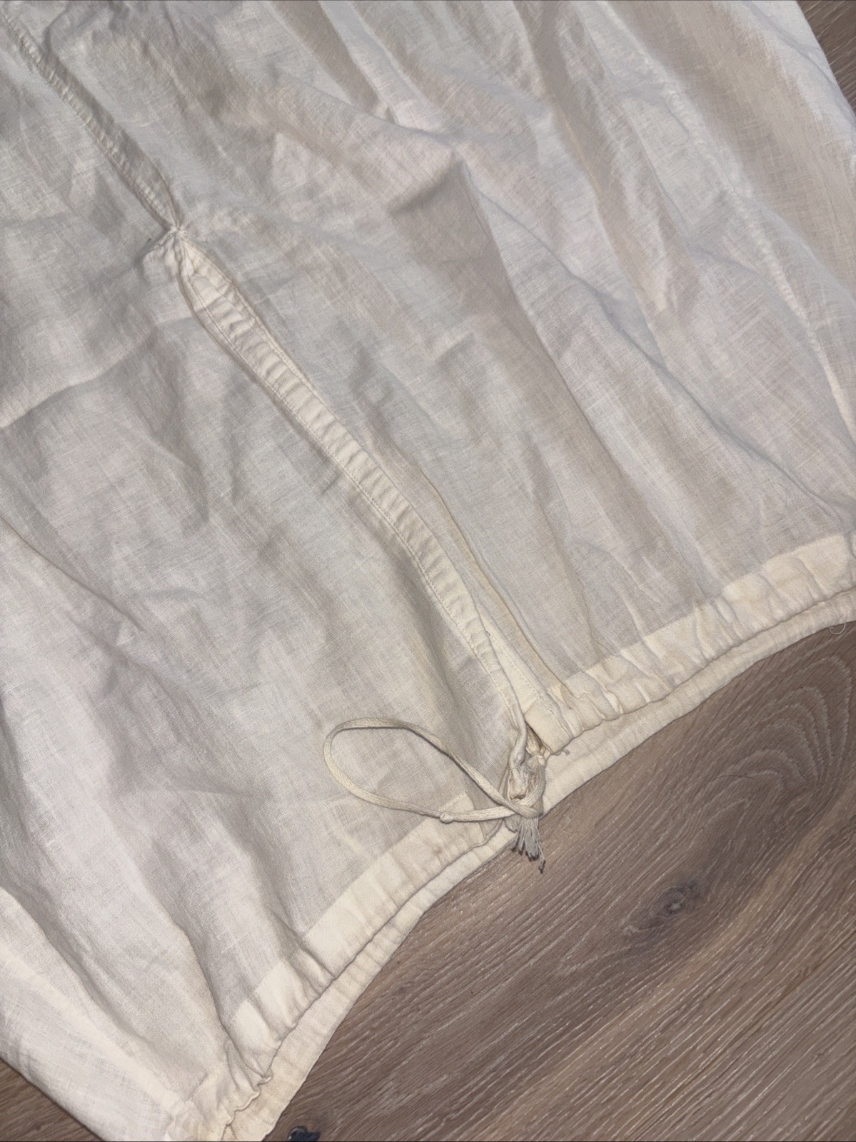 Antique Victorian Edwardian Ivory Cotton Petticoat Skirt C. 1900 Lace Hem